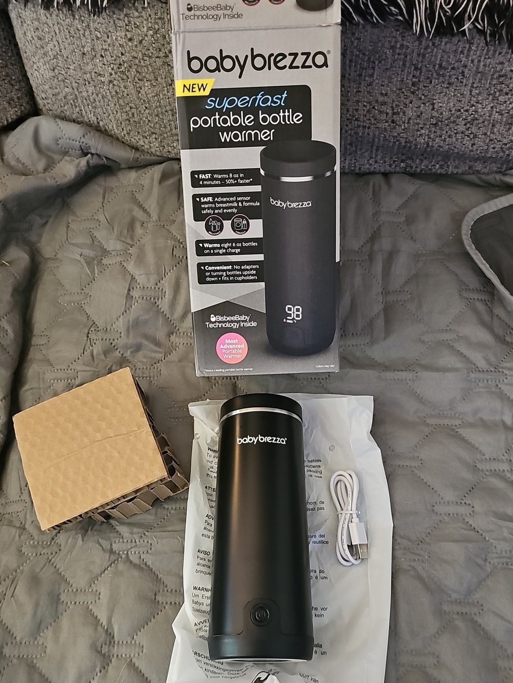 babybrezza Black Superfast Portable Bottle Warmer